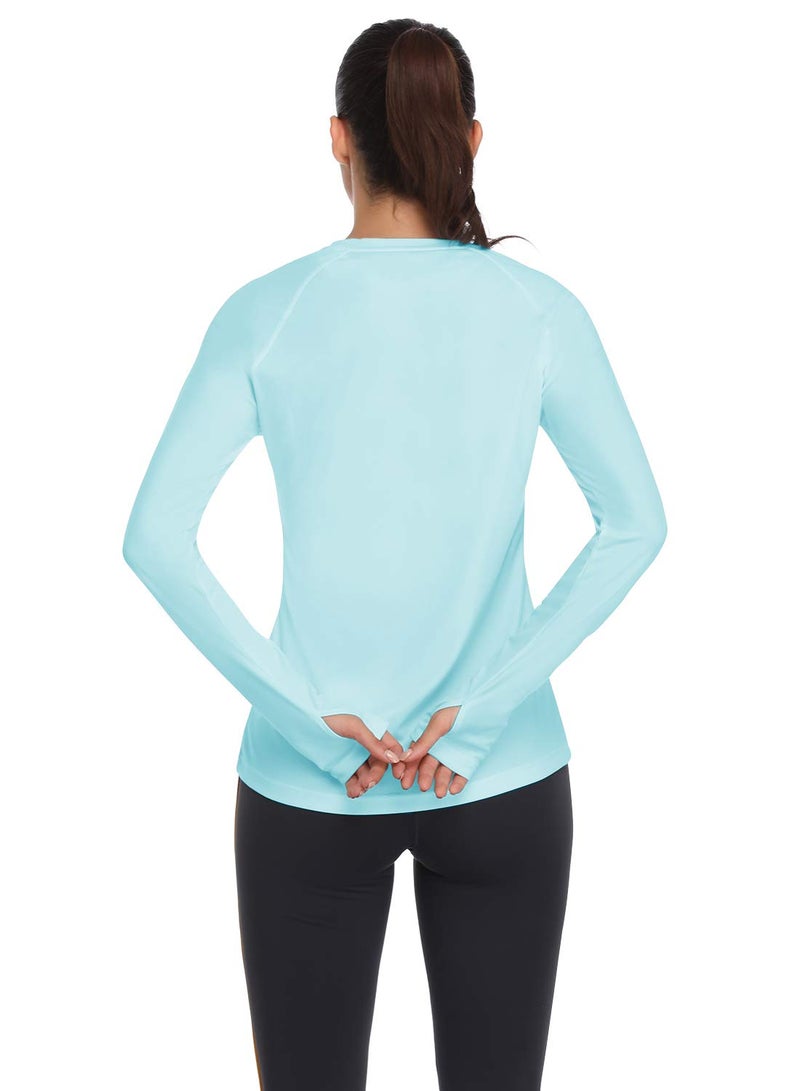 HISKYWIN Women's UPF 50+ Sun Protection Long Sleeve Shirts Outdoor Hiking Fishing Tops HF103- Light Green-S - Image 2